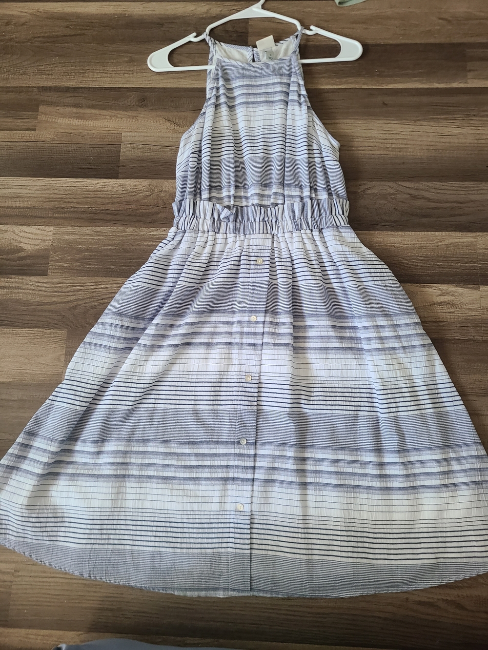 a new day Lavender and White Striped Halter Midi Dress